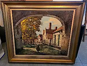 AcheterPiet Mees - Sfeervol Olieverfschilderij "Begijnhof Brugge"- M. Mees - Ca. 1930? Enchérissez de 175!