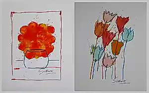 Wilhelm Schlote - Twee handgesigneerde giclées: Spiralblumen, Pastelltulpen kaufen? Bieten Sie von 25!