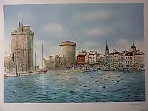 Rolf RAFFLEWSKI - Litho, kleurenlitho getiteld "La Rochelle" kaufen? Bieten Sie von 35!