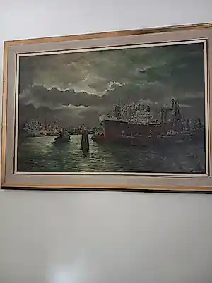 Piet van Dokkum - Rotterdams havengezicht kopen? Bied vanaf 150!
