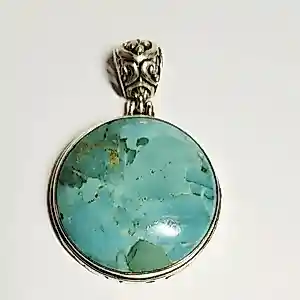 Buy Zilveren ronde hanger is een met turkoois Natuurlijke turkoois steen? Bid from 50!
