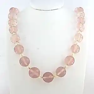 14k gouden slot aan een roze kwarts met parels collier - 60 cm lang kaufen? Bieten Sie von 175!