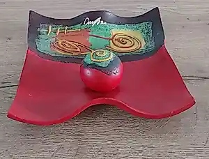 Anita Duijf - Vintage kunstobject: golvende schaal met losse bol (gesigneerd) kaufen? Bieten Sie von 60!