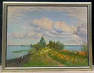 Dirk Smorenberg - Ingelijste olieverf op doek: Groot plasgezicht, Loosdrechtse plassen kopen? Bied vanaf 1999!