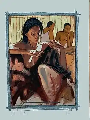 Buy Nico Vrielink - Kleurenzeefdruk CONFRONTATIE met GAUGUIN? Bid from 69!