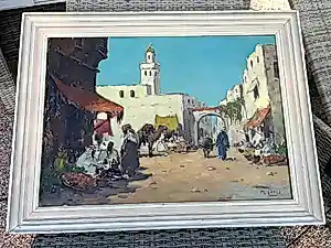 Buy Marc Ottee - Oosterse / Noord-Afrikaanse marktscène – olieverf op doek – 50 × 60 cm? Bid from 125!