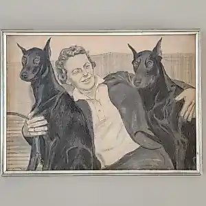 Onbekend - Portret van een man/vrouw met twee Dobermanns (gesigneerd von Prinz?) kaufen? Bieten Sie von 20!
