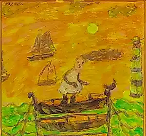 Eugène Brands - Ingelijste gouache: Kleine droom II - 1954 kopen? Bied vanaf 2250!