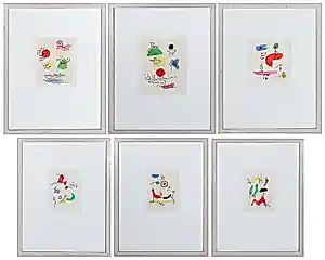 Jan Roëde - Serie van 6 unieke werken op papier (potlood, aqaurel) - Ingelijst verkauft für € 425!