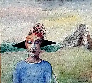 Buy Jacques Janssen - landschap met persoon - aquarel met inkt - gesigneerd? Bid from 100!