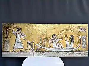 Buy Marc D'Haenens - Uniek Egyptisch Reliëf Kunstwerk – 3D Wandpaneel in Goud & Wit (Bladgoud-look)? Bid from 600!