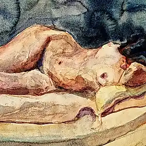 Buy Tjieke Roelofs-Bleckmann - knap geschilderd impressionistisch 1920 aquarel "vrouwelijk naakt" gesigneerd? Bid from 68!