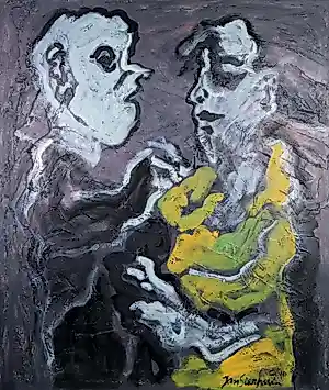 Jan Sierhuis - Groot schilderij - Olieverf op doek, Het gesprek kaufen? Bieten Sie von 1000!