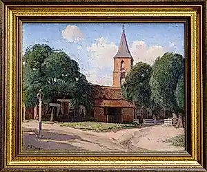 Egbertus Antonie Jansen - Dorpsgezicht met Kerk en Café ( Zoelen ? ) kopen? Bied vanaf 350!