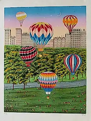 Francois Ledan - Lithographie "Ballooning over Central Park" kaufen? Bieten Sie von 250!