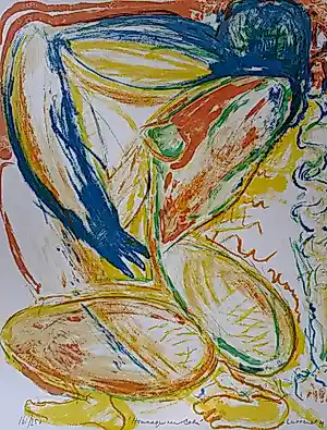 Paul de Lussanet - handgesigneerde kleurenlitho | 'Hommage aan Cobra' | 1989 kopen? Bied vanaf 50!