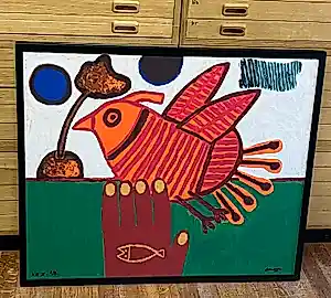 AcheterCorneille - Zeefdruk op doek gesigneerd Oiseau Libre Cobra - Ingelijst? Enchérissez de 800!