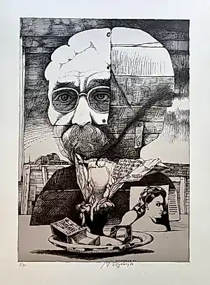 Nicolaas Wijnberg - Surrealistisch zelfportret - Gesigneerde litho - 1980 - 9/80 kopen? Bied vanaf 65!
