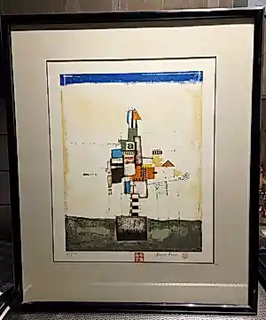 Buy Bruno Haas - zeefdruk op gescheptpapier en ingelijst? Bid from 250!
