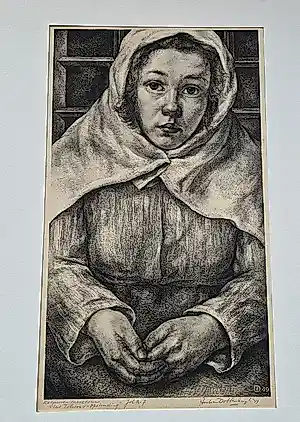 Aart van Dobbenburgh - Grote monochrome litho "Katjuscha Maszlova Tolstoi" potloodgesigneerd kopen? Bied vanaf 48!