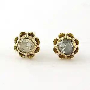 Buy 14k geel gouden solitair oorknoppen bezet met roos diamanten tot. 0.40ct? Bid from 350!
