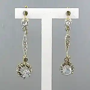 Buy 18k bicolour oorhangers bezet met roos geslepen diamanten 0.25ct? Bid from 575!