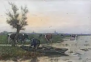 Adrianus van der Schouw - Nederlands polderlandschap met koeien verkauft für € 40!