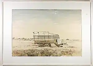 Buy Jose Calsina - Pen/Aquarel, Hooiwagen - Ingelijst? Bid from 100!