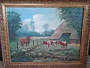 Buy Jan Koning - Koeien en paard in wei voor schuur? Bid from 100!