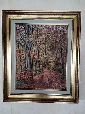 Buy Jacques Maes - Sfeervol Herfstbos – Olieverf op doek in authentieke bladgouden Schleiper-lijst? Bid from 200!