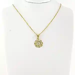 Buy 18k gouden collier en hanger bezet met roos diamanten tot. 0.50ct – G/H – SI? Bid from 475!