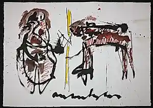 Buy Anton Heyboer - Inkt- en krijttekening, Figuur en dier? Bid from 150!