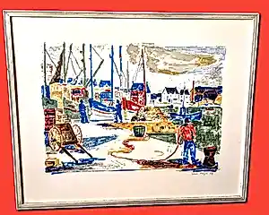 Tom Hops - Original Farblithografie von 1967 "Hafen" handsigniert - Griffelkunst Hamburg - kaufen? Bieten Sie von 140!