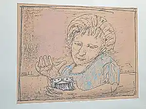 Co Westerik - Vrouw met prentbriefkaart verkocht voor € 70!