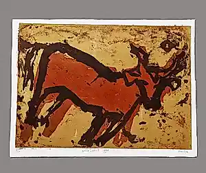Wim Zurne - Grote, in zeer kleine oplage (10) handgekleurde Ets & Aquatint "Koetje" verkauft für € 45!