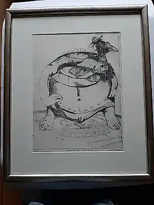 Gerard Bellaart - Ets, titel, "Fume de terre kopen? Bied vanaf 35!