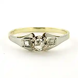 14k bicolour gouden ring met roos geslepen diamant tot. 0.05ct – G/H - SI verkauft für € 170!