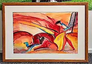 Jurjen Fontein - Origineel aquarel ‘Corrida’ Stierengevecht verkocht voor € 120!