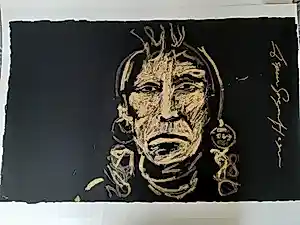 Espen Hagen - Zeefdruk, Titel, Gold chief on black | Groot kaufen? Bieten Sie von 50!