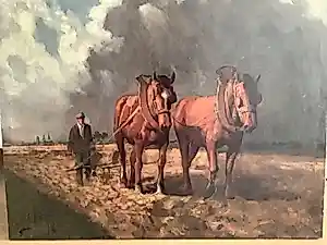Buy Aime van Belleghem - Ploegende paarden en boer in Damme? Bid from 200!