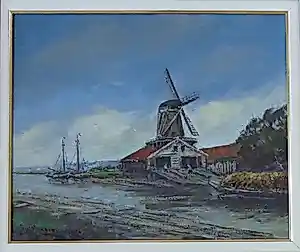 Hendrik Cornelis Kranenburg - MOLEN NAAST HET KANAAL / OLIEVERF DOEK / 64x74cm / KADER / SIG kopen? Bied vanaf 85!