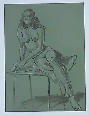 Hugo Brouwer - NAAKTE VROUW (EDITH) / ORIGINEEL WERK / 81x61cm / KADER / SIG / 1974 verkauft für € 65!