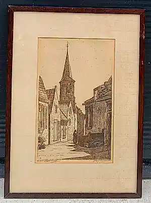 Buy Jan Heesters - Ingelijste ets: Kerk Zandvoort? Bid from 39!