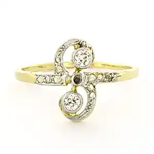 ART NOUVEAU 14k goud met platina ring met Bolsjewiek en roos geslepen diamant kaufen? Bieten Sie von 475!
