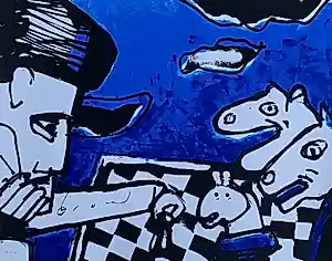 AcheterHerman Brood - Zeefdruk: Chess(groot werk!)? Enchérissez de 80!