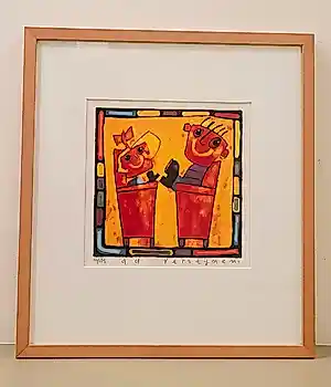 Buy Ad Verstijnen - Twee figuren zittend op stoel? Bid from 60!