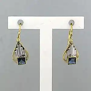 ART DECO 18k geel goud met platina oorhangers bezet met saffier – 1.0 gram verkauft für € 150!
