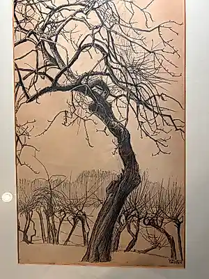 Patrick Creyghton - Kohlezeichnung - Birnembaum in der Landschaft verkauft für € 105!