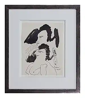Lucebert - Ingelijste inkttekening: "Happy" - 1965 (nieuwe lijst met museumglas!) kopen? Bied vanaf 850!