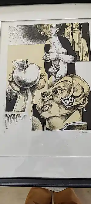 AcheterHedwig Pauwels - Figuratieve voorstelling met centrale hand met appel? Enchérissez de 30!